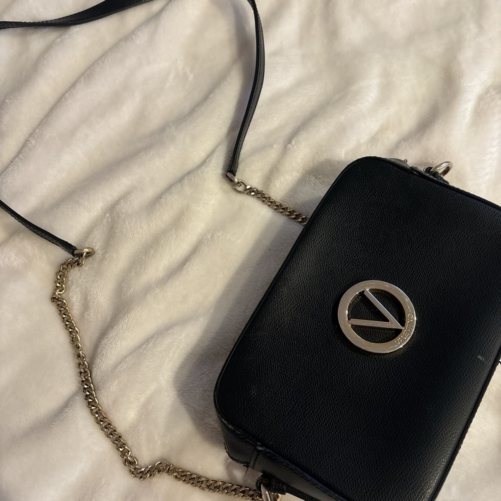 Mario Valentino Black Crossbody Bag with Gold Accents